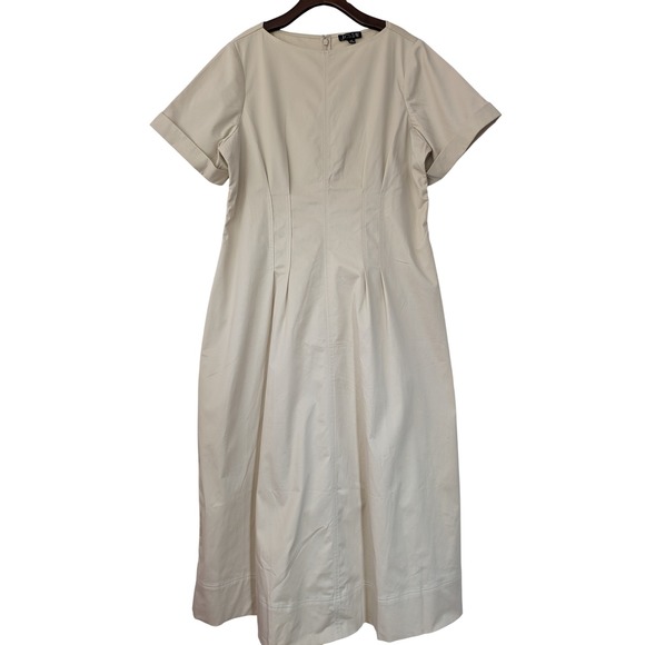 J. Crew Dresses & Skirts - J. Crew Short Sleeve Pintuck Midi Dress Stretch Twill Sz 18 Beige NWT $178 CI663